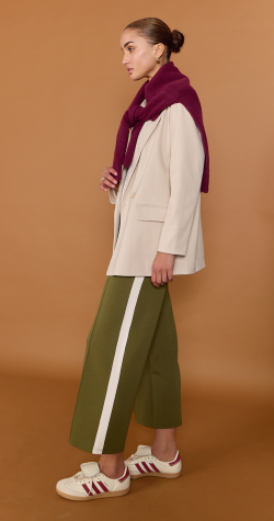 Noah Cropped Pant - Khaki Cream Stripe