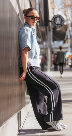 Noah Wide Pant - Navy Stripe