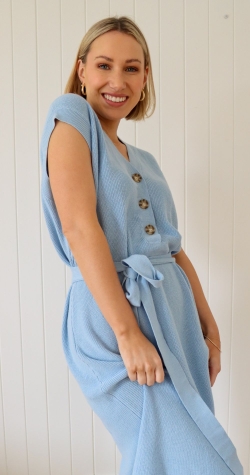 Jasper Knitted Sleeveless Dress - Powder Blue