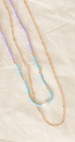 Bora Bora Necklace Set – Purple, Teal & Gold