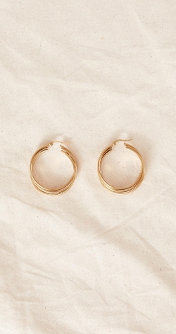 Holly Three Band Earrings - Gold